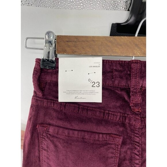 NWT KanCan Women's Ginny Mid Rise Velvet Ankle Skinny Burgundy Pants Size 23 - Picture 6 of 12